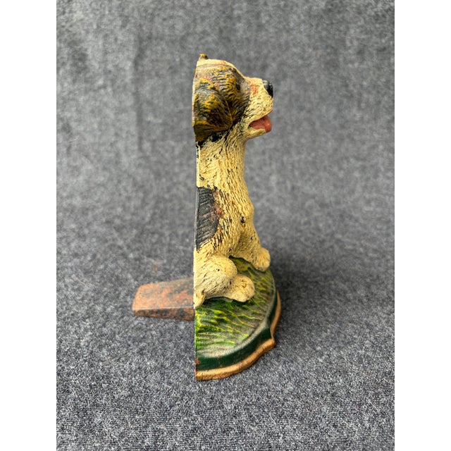 Early 20th Century Vintage Cast Iron Terrier Puppy Dog Doorstop For Sale - Image 5 of 15