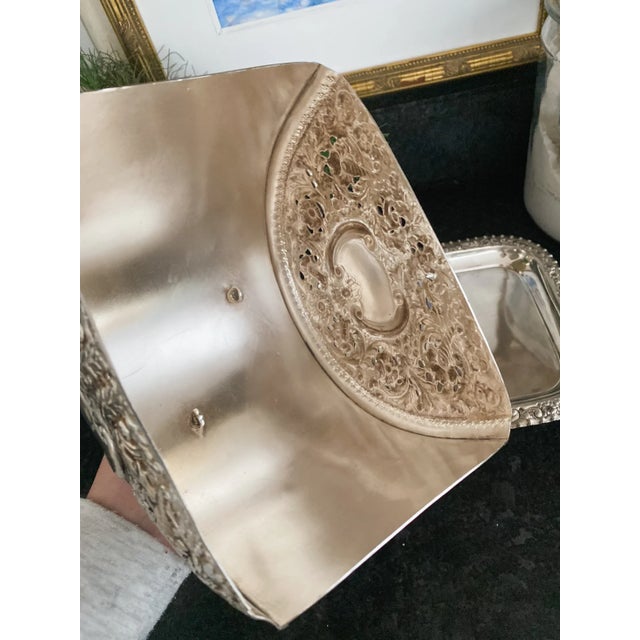Silver Exceptional and Rare Victorian English Silver Plate Cheese Dome & Tray With Repoussé Floral Decoration, Circa 1890 For Sale - Image 8 of 15