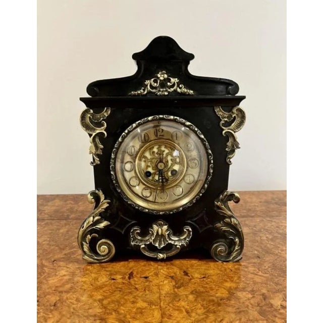 Stone Victorian Marble Eight Day Mantle Clock, 1860s For Sale - Image 7 of 7