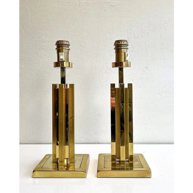 Regency Brass Skyscraper Table Lamps, 1970s, Set of 2 For Sale - Image 12 of 13