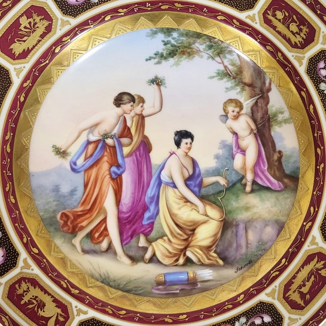 French Austrian 19th C Royal Vienna Allegorical Angel Porcelain Plate by Schrott For Sale - Image 3 of 13