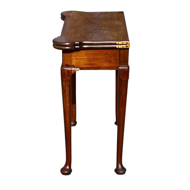 Antique English George III Mahogany Card Table / Console Table With Drawer For Sale - Image 9 of 12