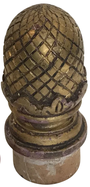Antique Gold Leafed Balustrade Pineapple Shaped Newel Post 7.5"