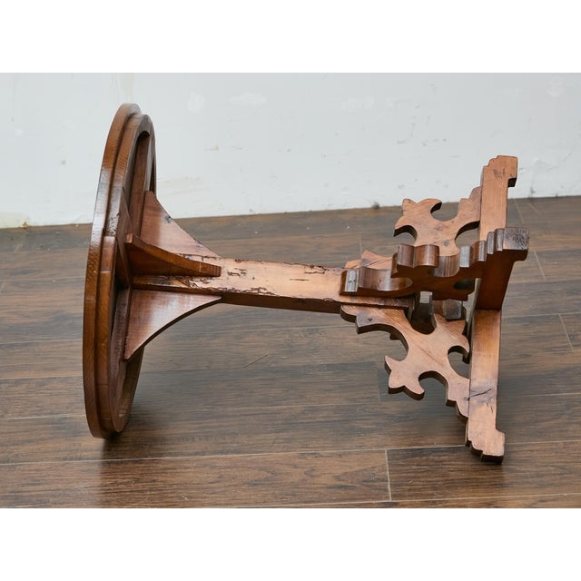 Gothic Revival English Pine Quadripod Table with Scrollwork Base, 19th Century For Sale - Image 4 of 12