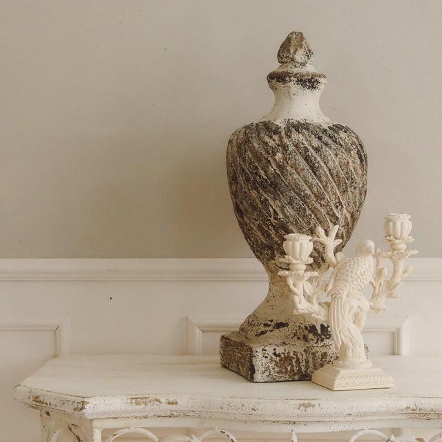 Console Table with Openwork Metal Frame and Scrollwork Ornamentation For Sale - Image 9 of 11