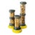 Set of Three Vintage Scorched Bamboo and Rattan Wrapped Candlesticks For Sale
