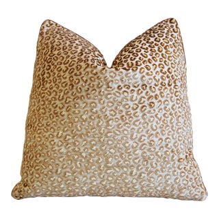 Cowtan & Tout Cheetah Leopard Velvet Animal Spot Feather/Down Pillow 21" Square For Sale