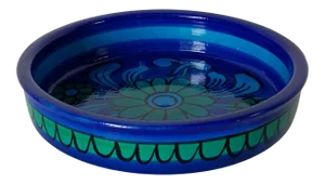 Mid-Century Italian Vivid Blue Hand Painted Pottery Bowl