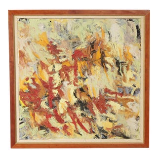 Mid Century Modern Abstract Oil Painting For Sale