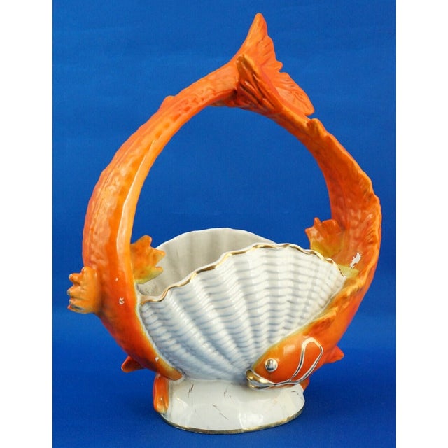 Ceramic Art Deco Ceramic Centerpiece Vase with Fish from Labor Lastrucci & Borroni, Italy, 1940s For Sale - Image 7 of 18