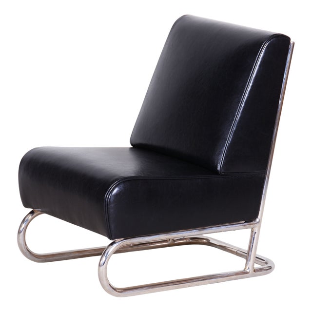 Bauhaus Leather Armchair, Czechia, 1930s For Sale
