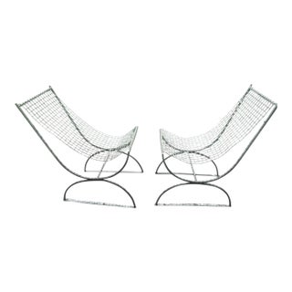 1930s French Wire Mesh Garden Chairs - A Pair For Sale