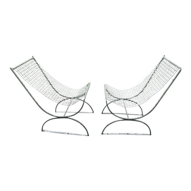 1930s French Wire Mesh Garden Chairs - A Pair For Sale