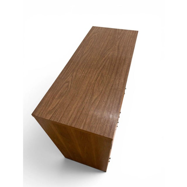 Mid-Century Modern Johnson Carper Mid-Century Modern Walnut Highboy Dresser | Fashion Trend | C. 1960s, Attributed For Sale - Image 3 of 4