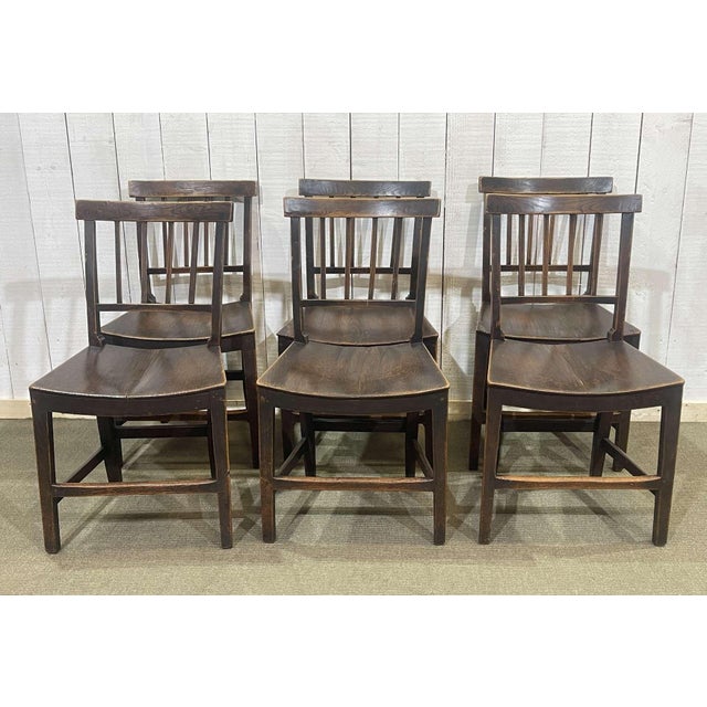 Antique Table in Elm and Oak with Extensions and Chairs, Set of 9 For Sale - Image 13 of 18