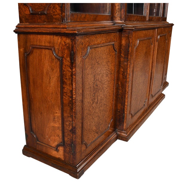 19th Century Yew Wood and Amboyna Breakfront Bookcase For Sale - Image 5 of 8