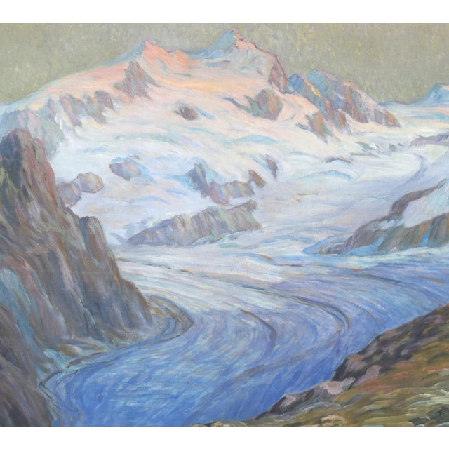 Early 20th Century Antique Glacial Landscape Painting by Swiss-American Artist Jean Jacques Pfister For Sale - Image 5 of 7