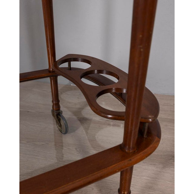 Vintage Italian Wood and Glass Bar Cart, 1950s For Sale - Image 11 of 14