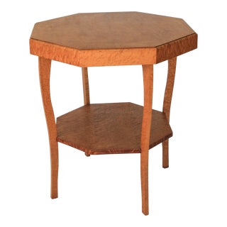 Antique Birds Eye Maple Two Tier Table For Sale