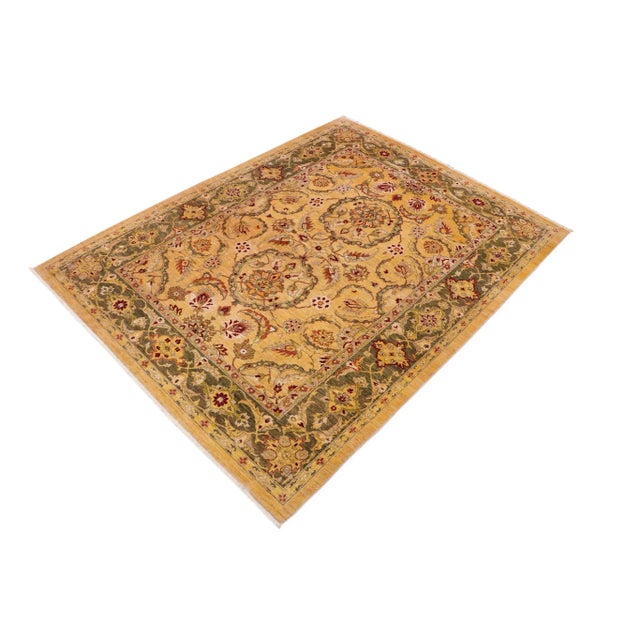 1990s 1990s Oriental Ziegler Gold Green Hand-Knotted Wool Rug- 8'8'' X 11'2'' For Sale - Image 5 of 8