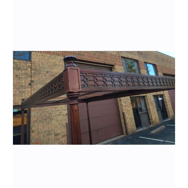 Late 20th Century Late 20th Century Henredon Attributed Federal Carved Mahogany Four-Poster Queen Size Fretworked Canopy Bed For Sale - Image 5 of 15