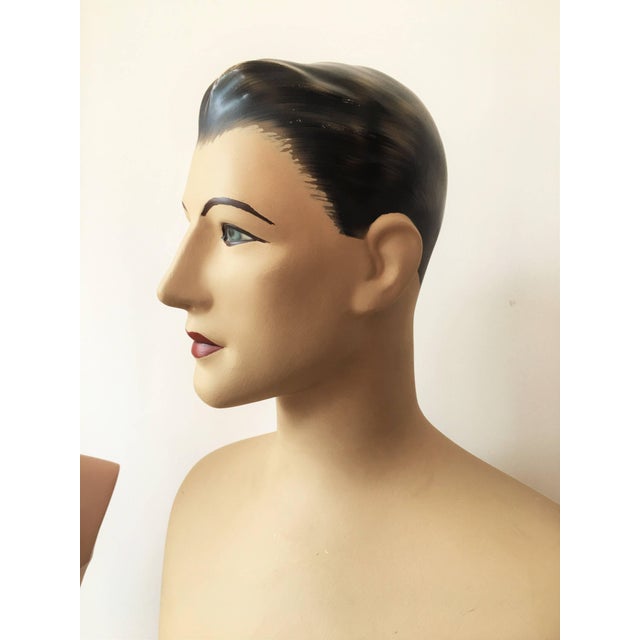 Art Deco Mid 20th Century Art Deco Plaster Bust, Painted Mannequin For Sale - Image 3 of 6