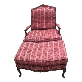Rare French Provincial Stanton Cooper Woodmark Originals Bergère Chair & Ottoman For Sale