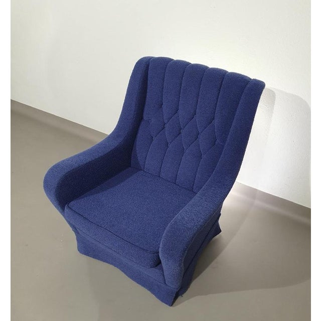 Vintage Lounge Chair in Blue Wool and Boucle, 1970s For Sale - Image 15 of 16