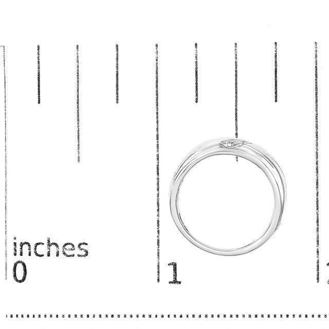Men's .925 Sterling Silver 1/6 Cttw 3 Stone Diamond Band Ring (H-I Color, I1-I2 Clarity) - Ring - Size 9 For Sale In New York - Image 6 of 6