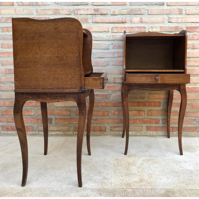 1960s French Louis XV Style Nightstands in Walnut with Drawer and Open Self, A Pair For Sale - Image 12 of 18