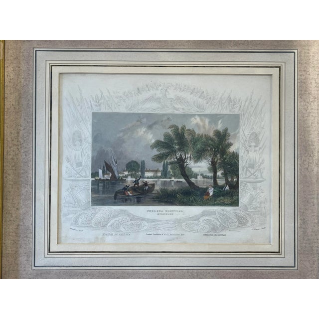 Antique Engraving “Chelsea Hospital, Middlesex” Giltwood Frame Circa 1834 William Tombleson (l. 18th - 19th c) & Samuel...