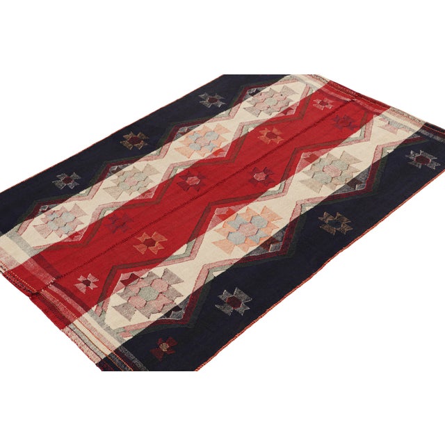 Rug & Kilim Vintage Qashqai Jajim Persian Kilim in Red, White & Blue by Rug & Kilim For Sale - Image 4 of 7