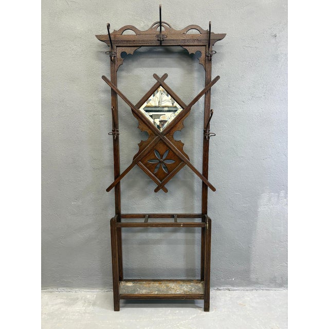 Vintage Wooden Wall Coat Rack For Sale - Image 4 of 7