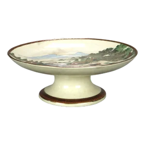 Early 20th Century Japanese Scenic Porcelain Compote with Landscape Scene