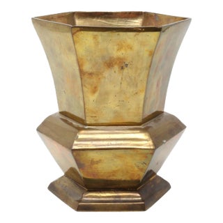 Vintage Hexagonal Brass Vase Made in India For Sale