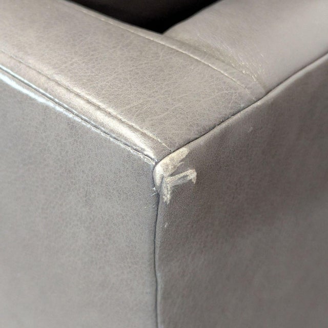 Animal Skin BenchMade Modern Skinny Fat Gray Leather Sectional Sofa – L-Shaped Seating For Sale - Image 7 of 9