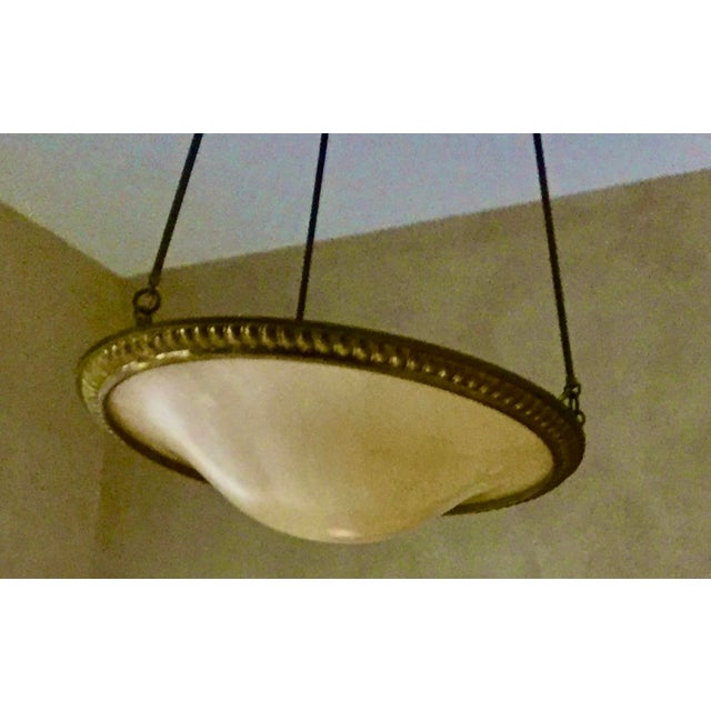 1990s Urban Archaeology Alabaster Bowl Chandelier 25” For Sale - Image 5 of 5