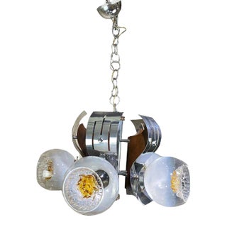 Mid-Century Milan Hand-Blown Glass Chandelier For Sale
