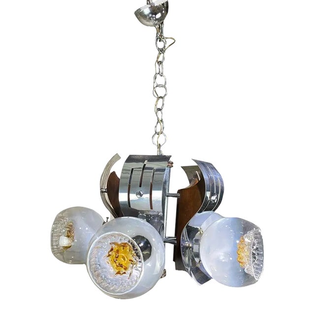 Mid-Century Milan Hand-Blown Glass Chandelier For Sale