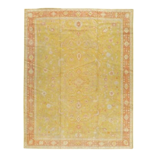 Yellow Coral Antique Oushak Rug no. 10791 For Sale