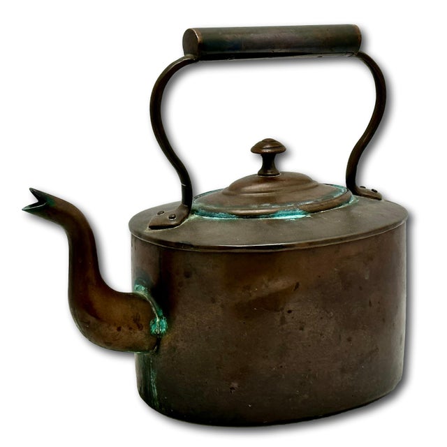 Early 19th Century Excellent Smaller Size Antique Classic American Style Hand Wrought Solid Copper Tea Kettle - Circa Early 19th Century For Sale - Image 5 of 18