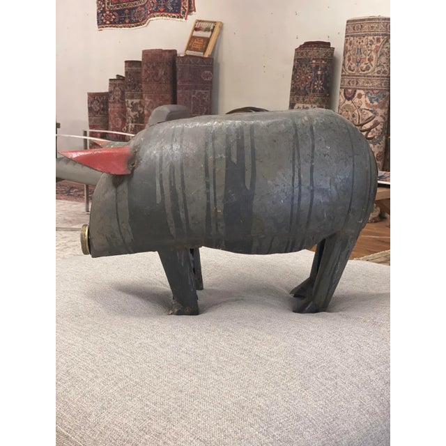 French Vintage French Tole Pig Crafted W Old Metal Elements For Sale - Image 3 of 13