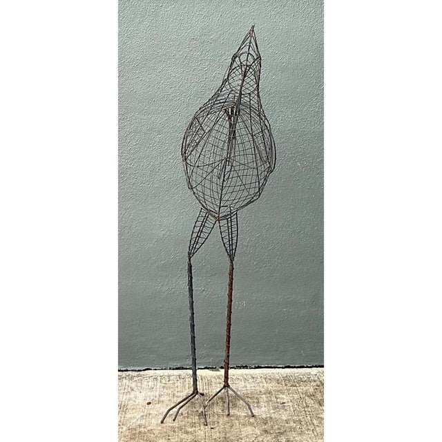 Vintage Iron Wire Rooster Sculpture For Sale - Image 4 of 12