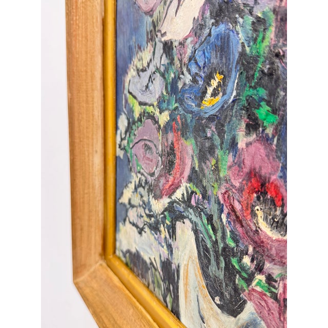 French Modernist Oil on Canvas Still Life of Anemones, Nice, France For Sale - Image 15 of 15