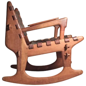 Angel Pazmino Leather and Wood Rocking Chair