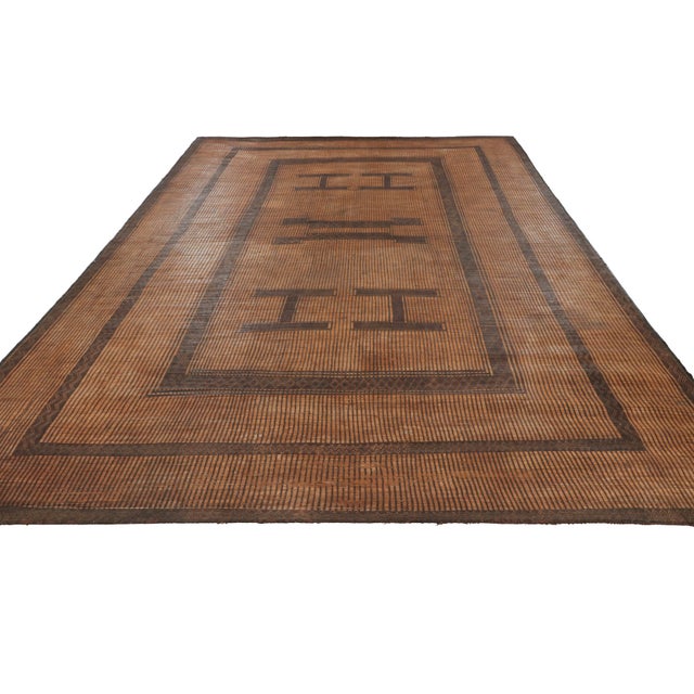 1950s Vintage Tuareg Mat, Brown and Beige Geometric Patterns - Rug & Kilim For Sale - Image 5 of 7
