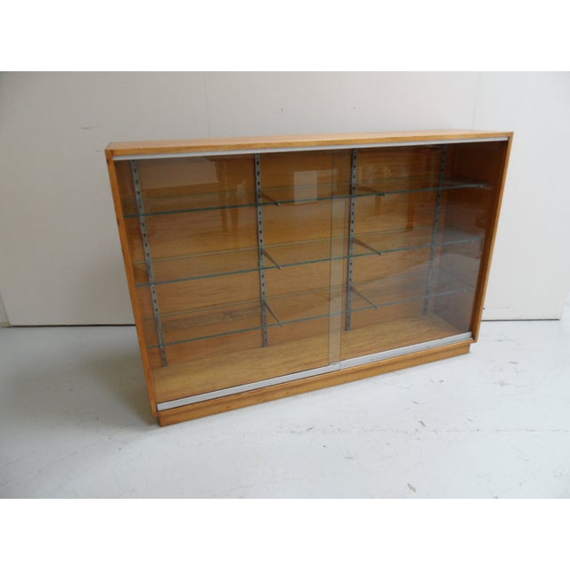 Vintage Shop Display Bookcase with Sliding Doors, 1950s For Sale - Image 12 of 12