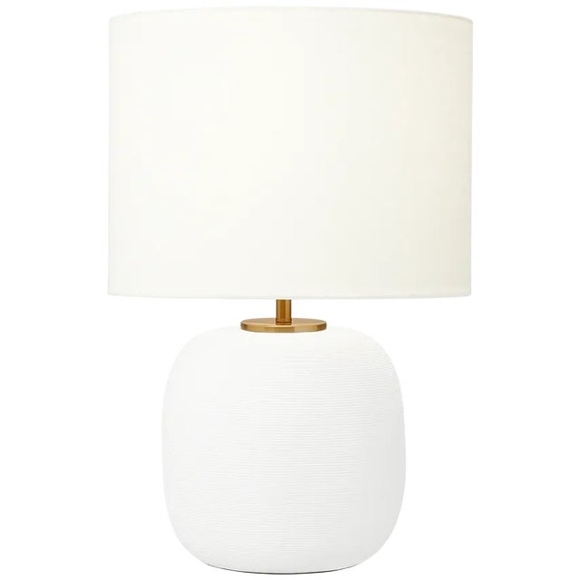 Transitional Hable By Visual Comfort Studio Fanny Wide Table Lamp in Matte White Ceramic For Sale - Image 3 of 3