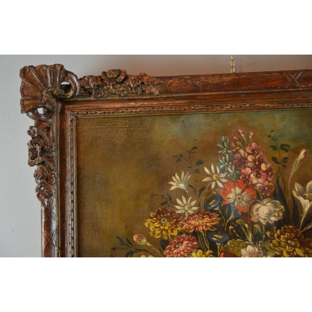 Scuola Toscana, Still Life with Flowers, 1860, Oil on Canvas For Sale - Image 3 of 8