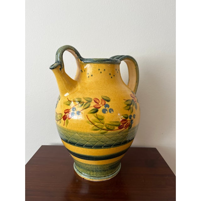 Vintage Terre È Provence French Hand-Painted Ceramic Pitcher, Made in France For Sale In Chicago - Image 6 of 10